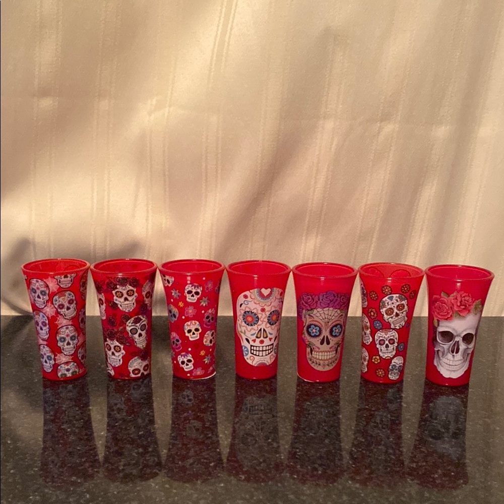 Red Skull Shot Glass Set of 7
